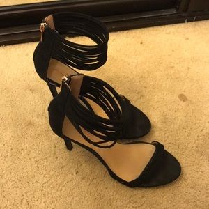 Black strappy heels in great condition